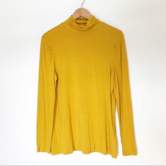 Apt. 9 Tops - Apt 9 Mustard Yellow Mock Neck Long Sleeve Top - L